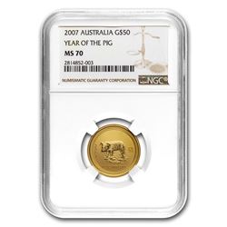 2007 1/2 oz Gold Lunar Year of the Pig MS-70 NGC (Series I)
