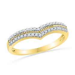 10kt Yellow Gold His & Hers Round Diamond Cluster Matching Bridal Wedding Ring Band Set 1/3 Cttw