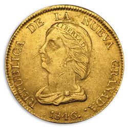 1846 Colombia Gold 16 Peso AU