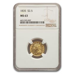 1835 $2.50 Gold Classic Head Quarter Eagle MS-63 NGC