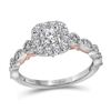 Image 1 : 14kt White Gold Round Diamond Square Cluster Earrings 1/2 Cttw