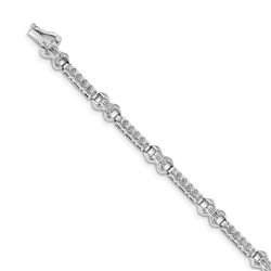 14k White Gold Diamond Link Fancy Bracelet - 7 in.