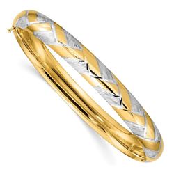 14k 5/16 w/White Rhodium Textured Braided Bangle - 7.5 in.