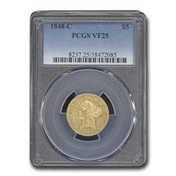 1848-C $5 Liberty Gold Half Eagle VF-25 PCGS