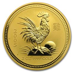 2005 Australia 2 oz Gold Lunar Rooster BU (Series I)