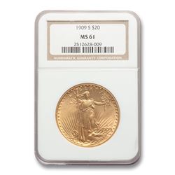 1909-S $20 Saint-Gaudens Gold Double Eagle MS-61 NGC