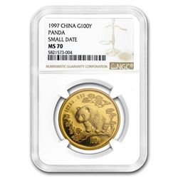 1997 China 1 oz Gold Panda Small Date MS-70 NGC