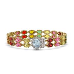 17.98 ctw London Topaz & Diamond Bracelet 14K White Gold