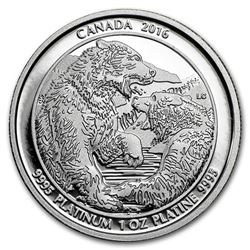 2016 Canada 1 oz Proof Platinum $300 Grizzly Bear: The Struggle