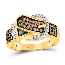 10kt Yellow Gold Round Black Color Enhanced Diamond Single Row Band 1/4 Cttw