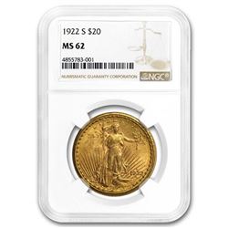 1922-S $20 St. Gaudens Gold Double Eagle MS-62 NGC
