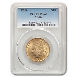 1908 $10 Indian Gold Eagle w/Motto MS-62 PCGS