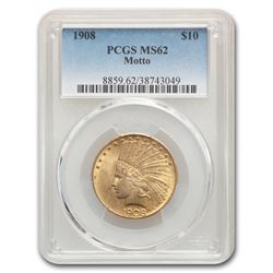 1908 $10 Indian Gold Eagle w/Motto MS-62 PCGS