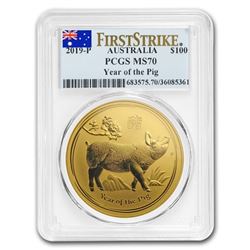 2019 Australia 1 oz Gold Lunar Pig MS-70 PCGS (FS)