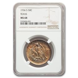 1936-S Texas Centennial Commemorative Half Dollar MS-68 NGC