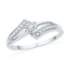 Image 1 : 10kt White Gold Round Diamond Double Row Hoop Earrings 1/5 Cttw