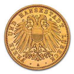 1905 German States Lubeck Gold 10 Mark PF-65 NGC (UCAM)