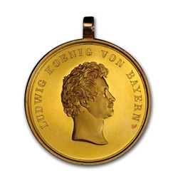 1827 German States Bavaria Gold 10 Ducat Medal SP-63 PCGS