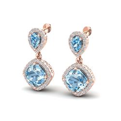7 ctw Sky Blue Topaz Stud Earrings 18K Yellow Gold