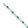 Image 1 : 14K White Gold w/ Diamond and Emerald Gemstone Bracelet - 7 in.