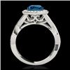 Image 2 : 1.81 ctw Intense Blue Diamond Art Deco 3 Stone Ring 18K White Gold