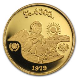 1979 Bolivia Gold 4000 Pesos Bolivianos Year of Child Proof