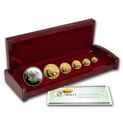 2011 China 6-Coin Gold Panda & Lunar Premium Rabbit Set BU