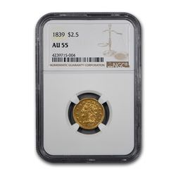 1839 $2.50 Gold Classic Head Quarter Eagle AU-55 NGC