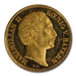 1850 German State Bavaria Gold Ducat Maximilian II MS-63 PL PCGS