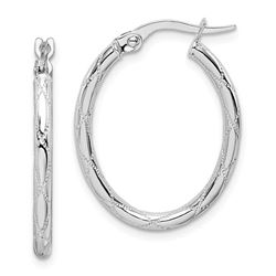14k White Gold Hoop Earrings - 25 mm