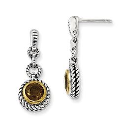 Sterling Silvertone Flash Smoky Quartz Earrings