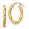 Image 1 : 14k Yellow Gold Small Textured Oval Hoop Earrings - 2x4 mm