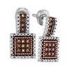 Image 1 : Sterling Silver Round Blue Color Enhanced Diamond Cluster Screwback Stud Earrings 1/20 Cttw