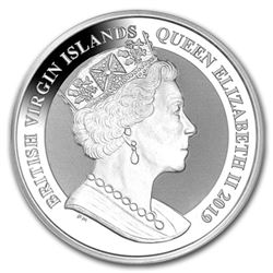 2019 British Virgin Islands 5 oz Silver Una & The Lion Frosted BU