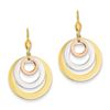 Image 1 : 14k Gold Tri-color Circle Leverback Dangle Earrings