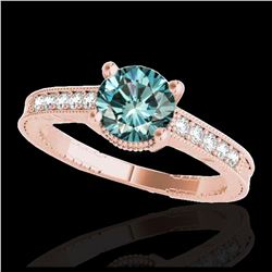 1.51 ctw Intense Fancy Yellow Diamond Art Deco Ring 18K Rose Gold
