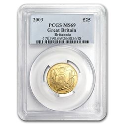 2003 Great Britain 1/4 oz Gold Britannia MS-69 PCGS