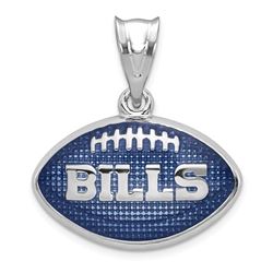 Sterling Silver Buffalo Bills Enameled Football Pendant