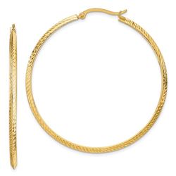 14k Yellow Gold Polished Diamond-Cut Hoop Earrings - 52 mm