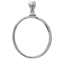 Sterling Silver Screw Top Diamond Cut Coin Bezel - 40.6 mm