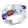 Image 1 : 14K Gold Plated 5.10 ct. t.w. Glass Filled Ruby and White Topaz Ring in Sterling Silver