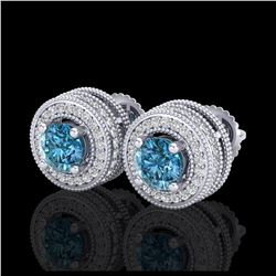 2.16 ctw VS/SI Diamond Solitaire Art Deco 3 Stone Ring 18K White Gold