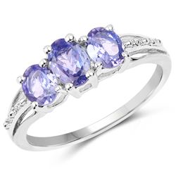 1.58 ctw Genuine Rhodolite and Tanzanite .925 Sterling Silver Ring