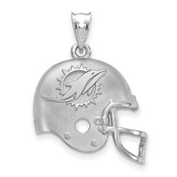 Sterling Silver Miami Dolphins Football Helmet with Logo Pendant