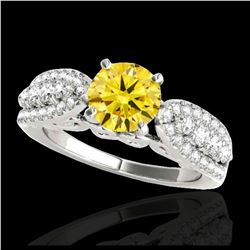 1.70 ctw Intense Blue Diamond Art Deco Ring 18K White Gold