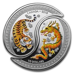 2018 Canada 1/2 oz Silver $10 Tiger and Dragon (Yin and Yang)