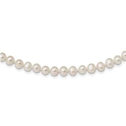 Sterling Silver 4-5 mm White Egg Shape Cultured Pearl Necklace