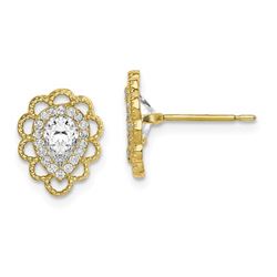 10K Cubic Zirconia Pear Shaped Post Earrings - 44 mm