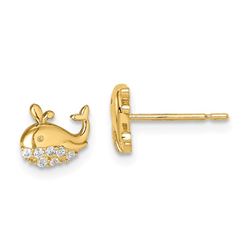 14k Cubic Zirconia Whale Post Earrings - 38 mm