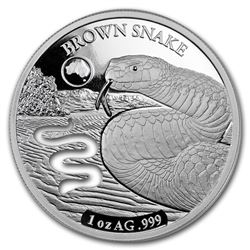 2019 Solomon Islands 1 oz Silver Shapes of Australia -Brown Snake